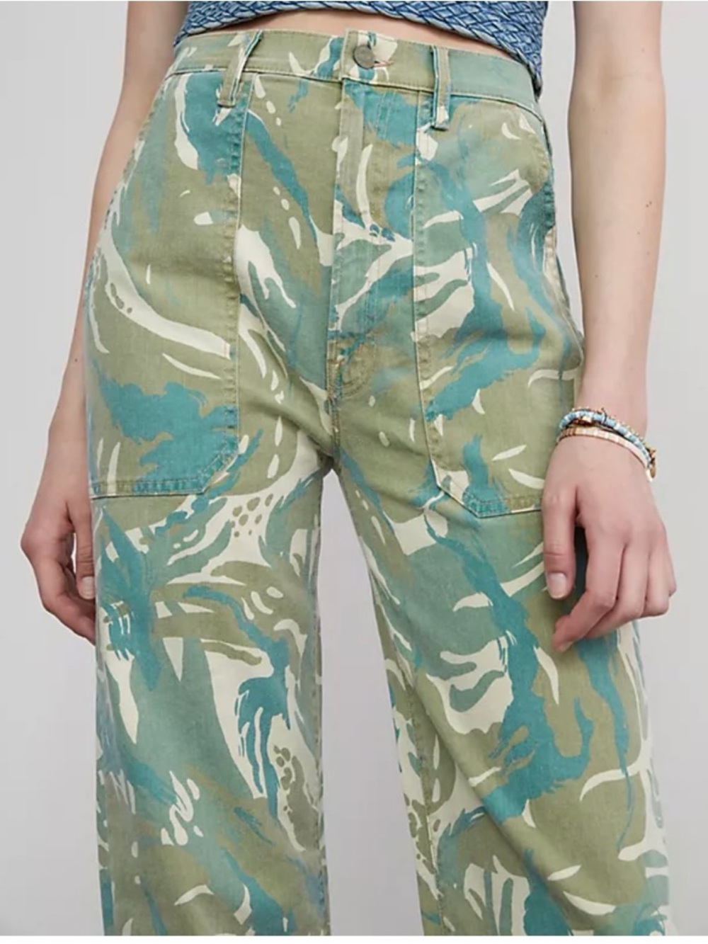 MOTHER The Wrapper Ultra High-Rise Jogger Jeans in Tropical Camo